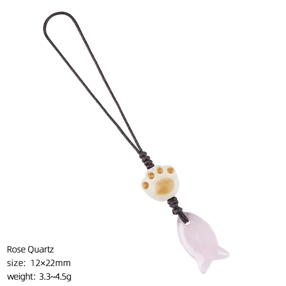 Natural Crystal Amethysts Fish Pendant Keychain Bag Accessory
