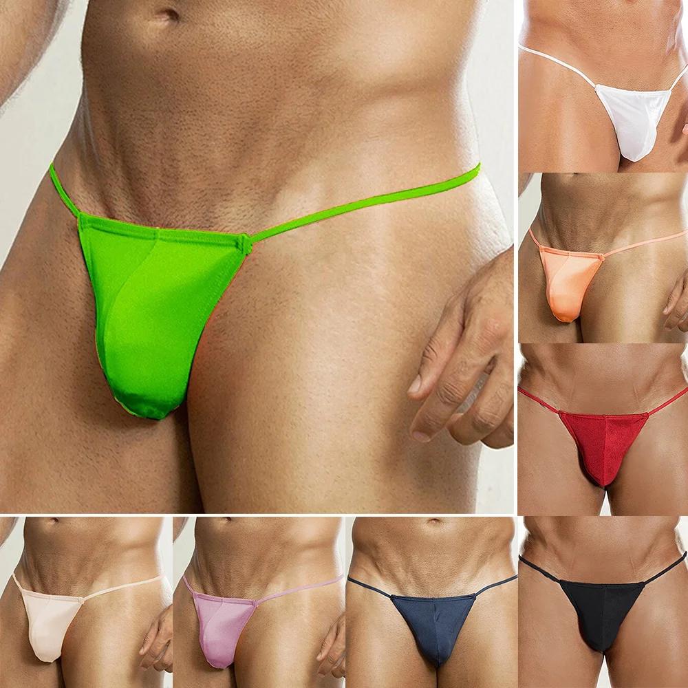 Tanga transpirable de cintura baja para hombre, ropa interior Sexy con bolsa para bulto, suspensorio sin costuras, lencería porno