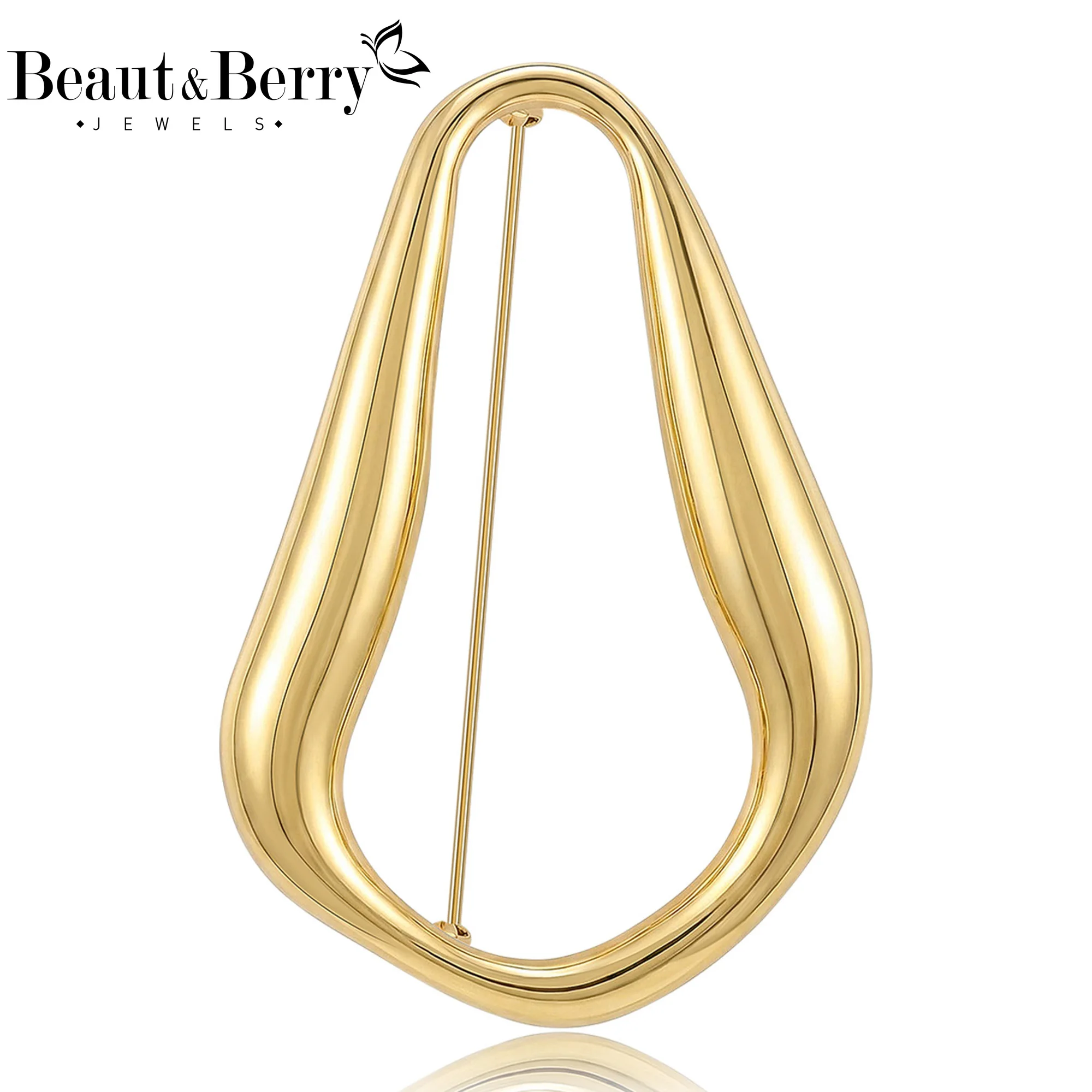 Beaut&Berry Luxury Glossy Irregular Circular Brooches for Women Unisex Geometric Pins Casual Party Jewelry Accessories Gifts