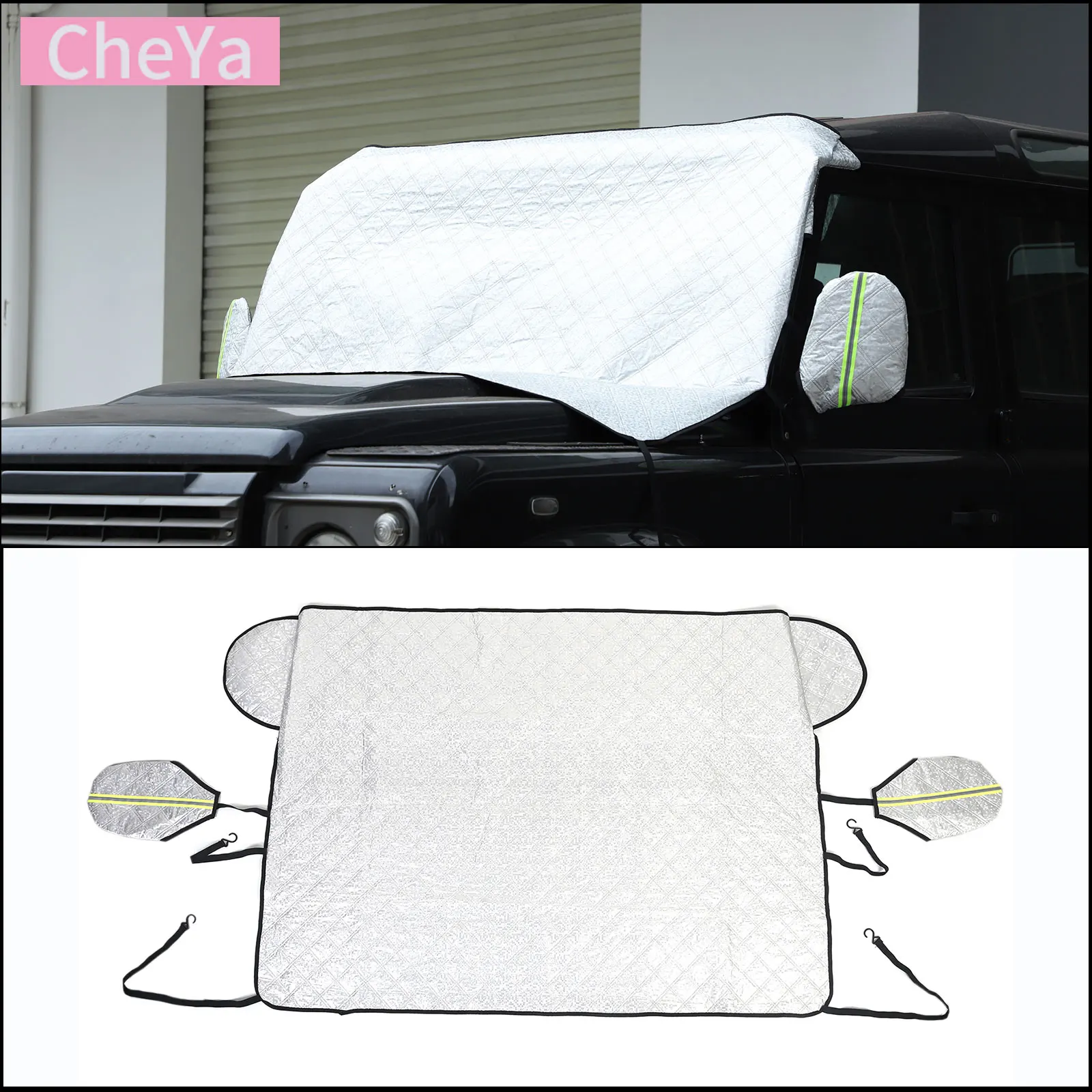 For Land Rover Defender 90 2004-18 Car Windshield Snow Anti Frost Cover Windproof Winter Ice Snow Shield Trim Velvet Accessories