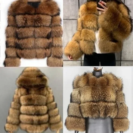 Fur coat 2024 new imitation raccoon fur  splicing women's artificial fur