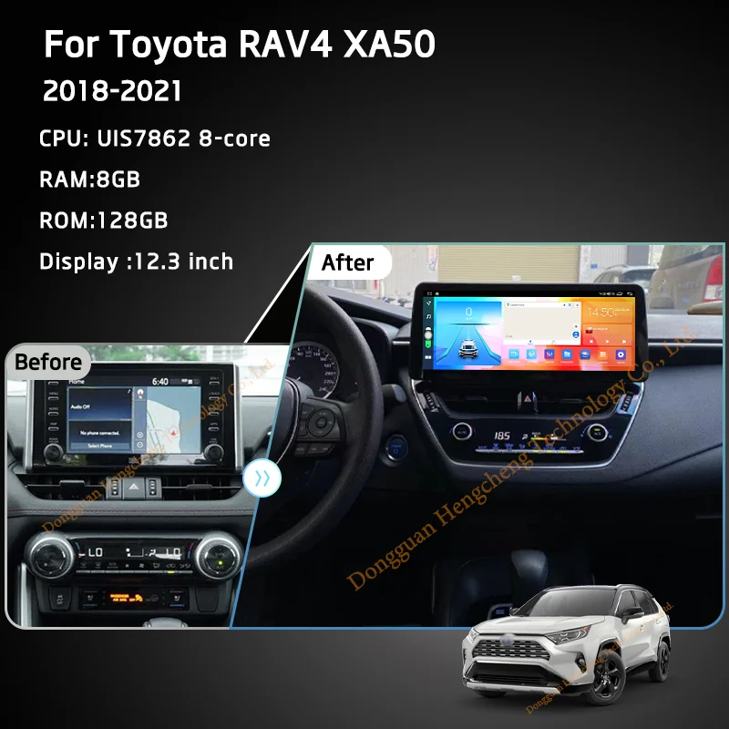 12.3Inch For Toyota RAV4 XA50 2018-2021GPS Navigation Radio Android12 8+128G 8Core CarPlay 4G 360Camera Car Multimedia Player