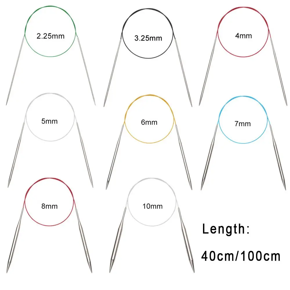 40/100 centimetri Circolare Rotondo Tessitura In Acciaio Inox Artigianato FAI DA TE Perni Da Cucire Uncinetto Ferri Da Maglia Ago Circolare