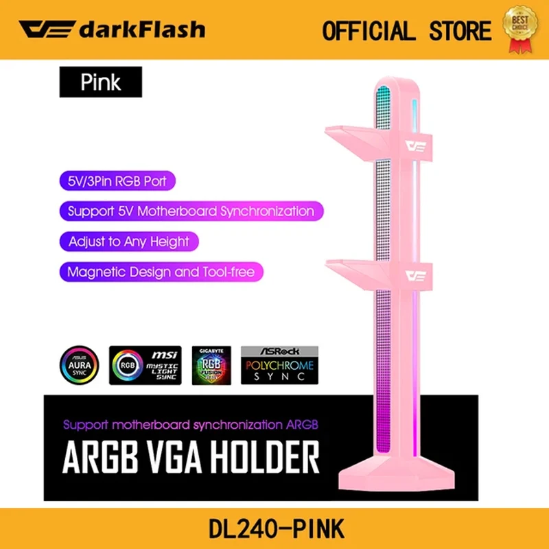 darkFlash Graphics Card Holder  3pin5v Bracket Desktop PC Computer Case AURA SYNC ARGB Video Card GPU Water Cooling Kit Support