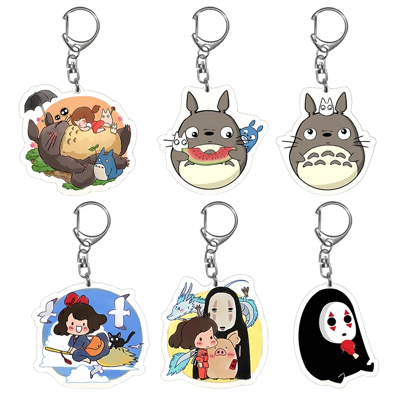 Anime My Neighbor Totoro Hayao Miyazaki Acrylic Keychain Animation Products Key Chain Bag Charms Classic Pendant Friends Gift