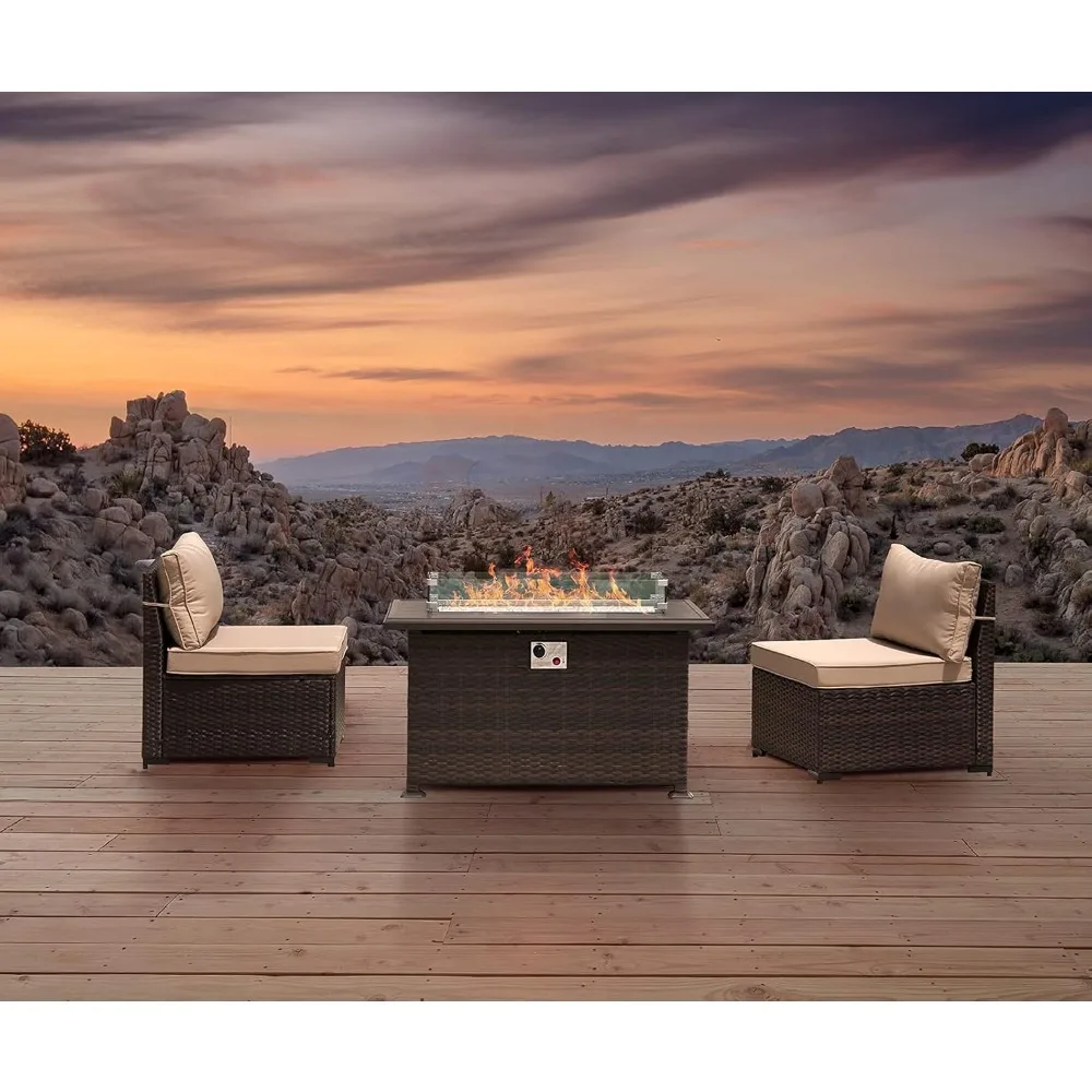 

Propane Fire Pit 43 Inch Outdoor Fire Pit Table,with Lid and Waterproof Table Cover, 55,000 BTU Wicker fire Table