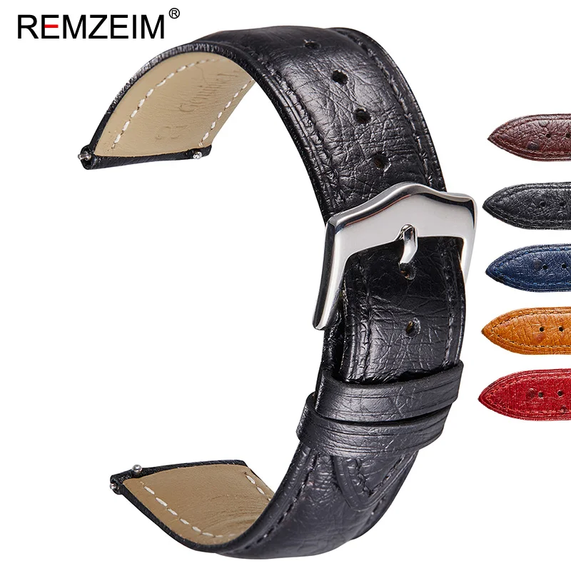 REMZEIM Quick Release Leather Watchbands 18mm 20mm 22m 24mm Casual Belt Smart Watch Strap Soft Leather Bracelet Wrist Watch Band