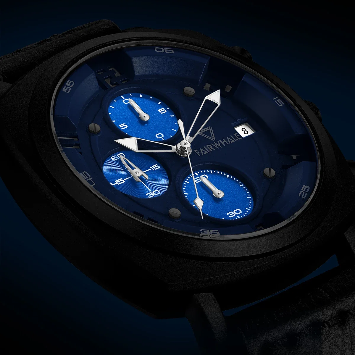 2023, модные квадратные часы для мужчин, роскошный кожаный ремешок, хронограф, водостойкие кварцевые наручные часы, мужские модные брендовые часы Mark Fairwhale