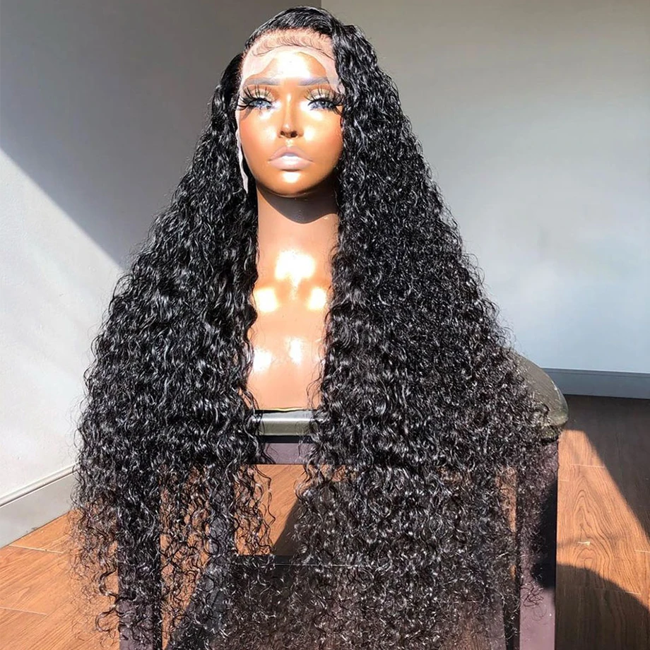 200 260 Density Curly Human Hair Wig 13x6 Deep Wave Frontal Wig Brazilian 4x4 Water Wave Lace Closure Human Hair Wigs For Women