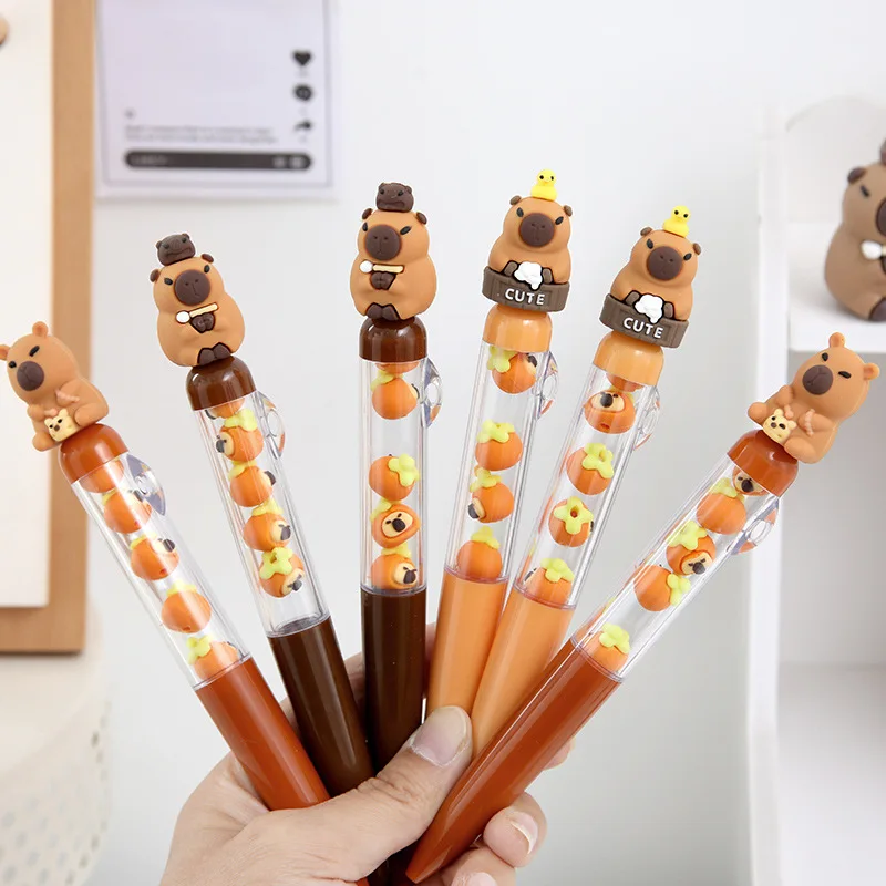 4Pcs Wholesale Cute Kapibara Neutral Pen Stacked Le Capybara Shaping DIY Beaded Stationery