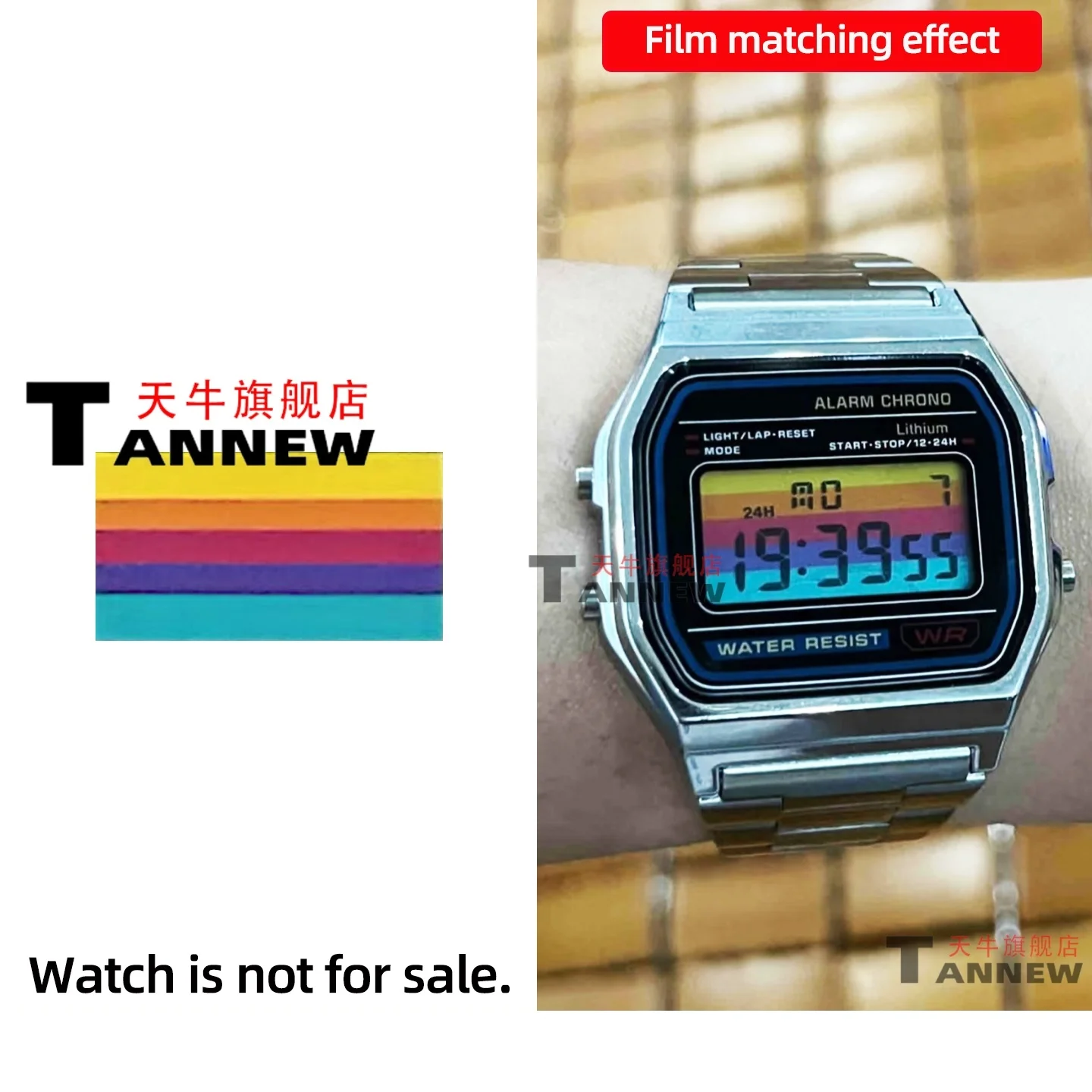 Ultimatives Mod-Kit für Casio F-91W A158W A168, inklusive STN HD-Display, Regenbogen-Farbverlauf-Display-Aufkleber, komplettes Uhren-Verwandlungsset