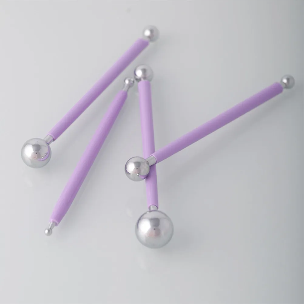 4Pcs Sculpting Carving Tool Set Soft Flexible Tips Dotting Tools for Cake Fondant Embossing Pattern Tracing Stylus DIY Baking