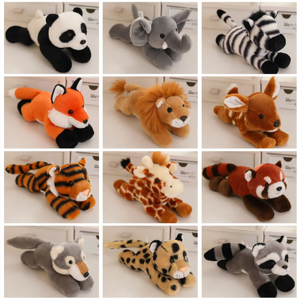 20CM Kawaii 현실적인 동물 인형 얼룩말 Sika 사슴 사자 플러시 장난감 어린이 생일 선물 고품질 동반자 선물