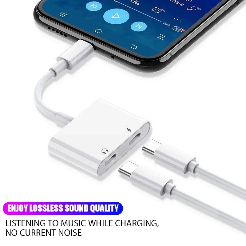 2-in-1 Audio Adapter USB C to 3 5 mm Jack Type-C Charging 3.5mm Aux Cable for Samsung Xiaomi Huawei Wired Headphones Connector