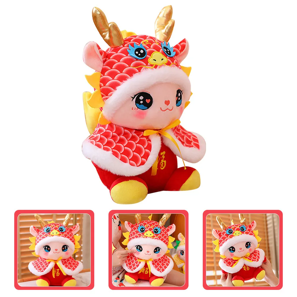 

Stuffed Dragon Animal 2024 Lunar New Year Lucky Symbol Soft Comfortable PP Cotton Decor for Bedroom Living Room Sofa Gift Idea
