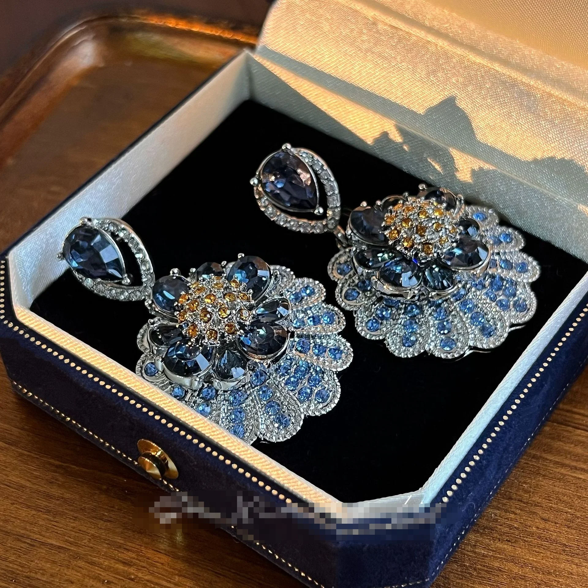 French vintage glittering zirconia cluster earrings for ladies, perfect for a party, as a gift for your girlfriend