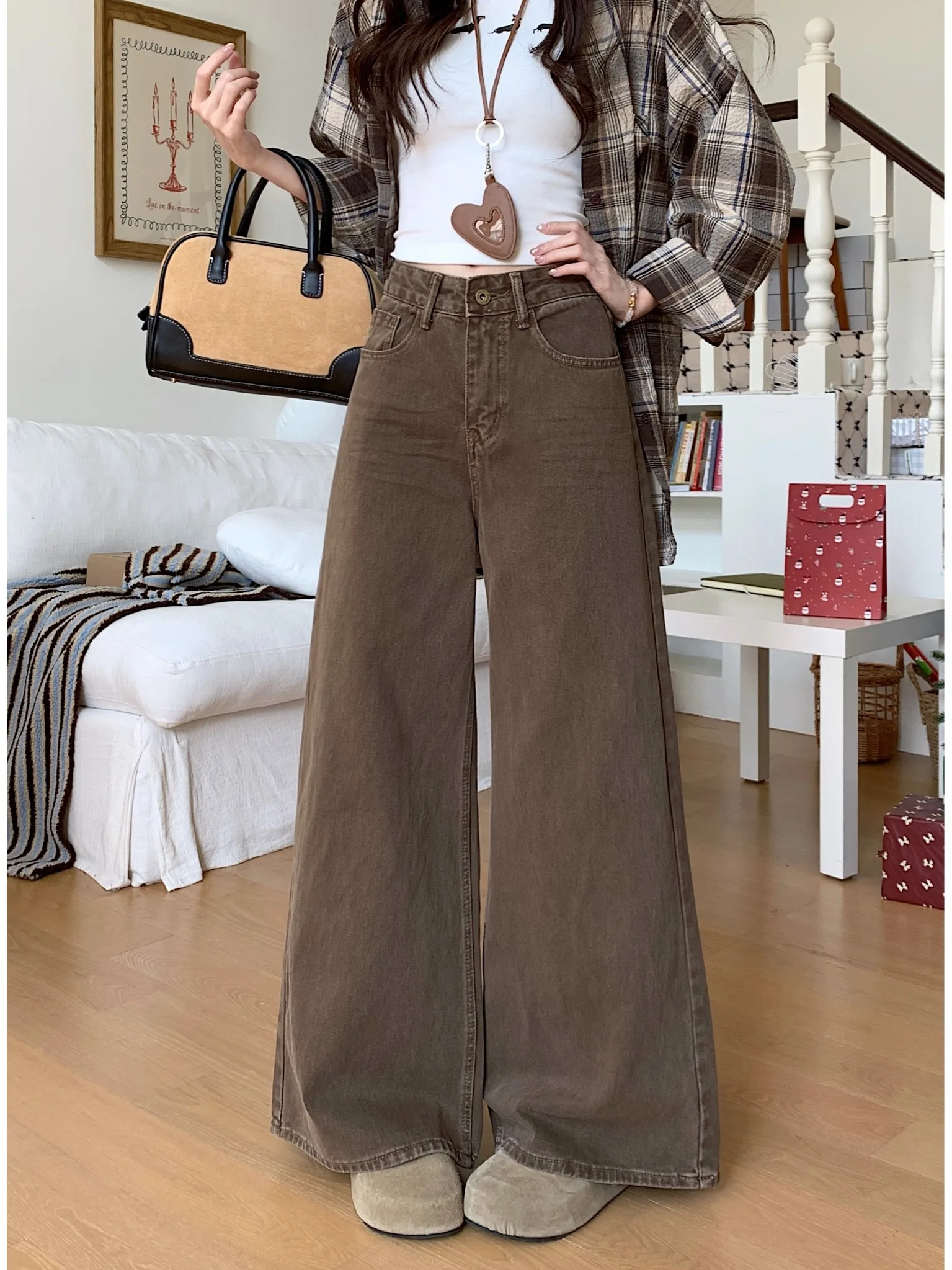 

High Waist Wide Leg Retro Denim Jeans Women's Casual Loose Slimming Stylish Versatile Pants Autumn Winter Fashion Trend