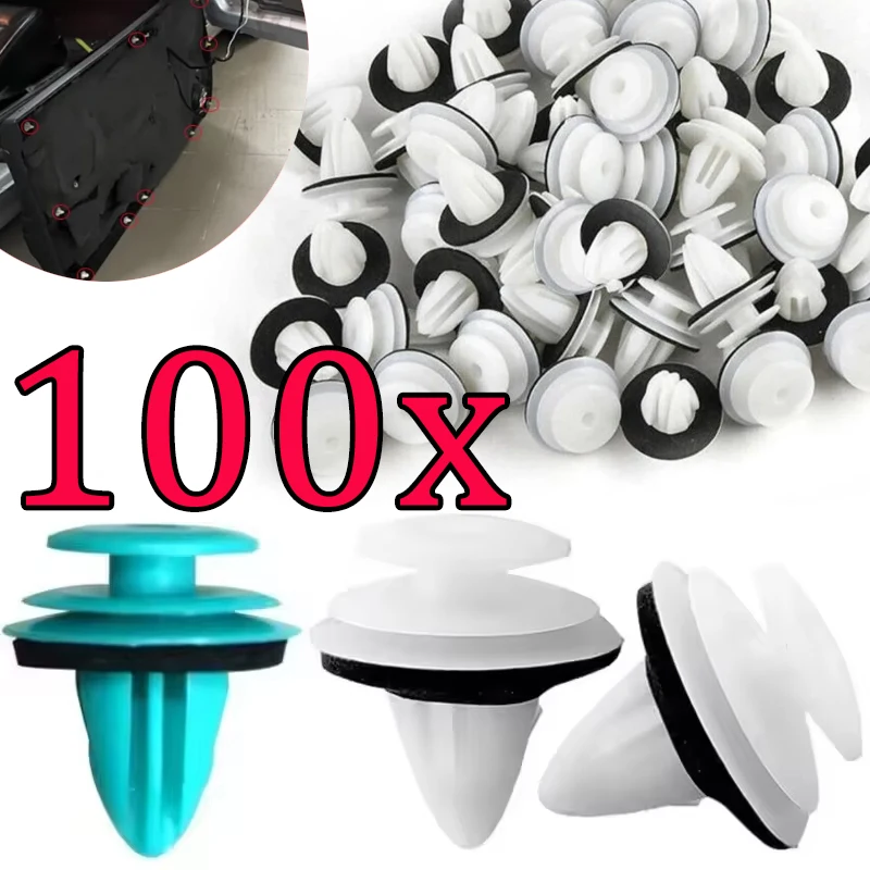 

50/100PCSUniversal Door Clip with Sealing Ring Door Inner Guard Solid Core Clip Fastener Fastener Rivet Bumper Clip Auto Parts