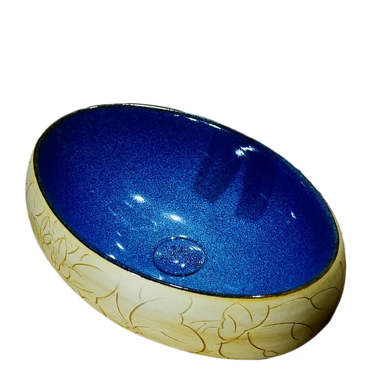 

Porcelain China Classic Art lotus bathroom sinks ceramic countertop basin