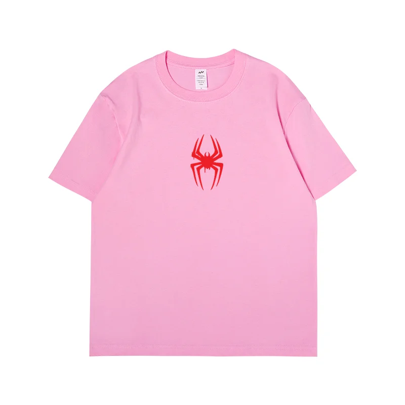 Summer New Spider Man Crossover Universe T-shirt for Men's and Women's Anime Graphic Short Sleeve Loose Cotton Tops Clothing