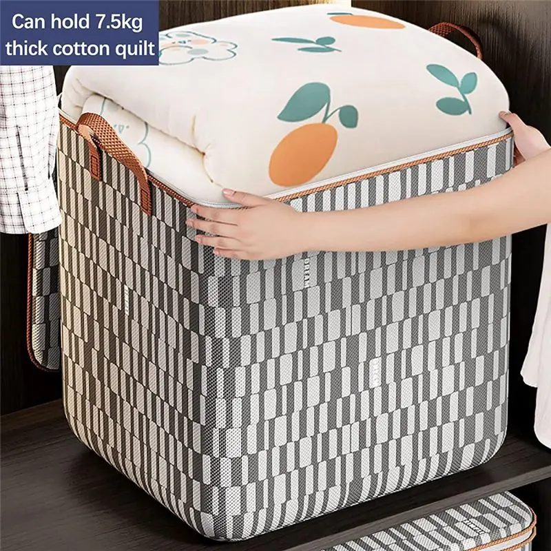 【ELEVATE LIFE】Portable Clothes Storage Bag Wardrobe Sorting Storage Box, Double Zipper Closure and Reinforced Handle ABDD