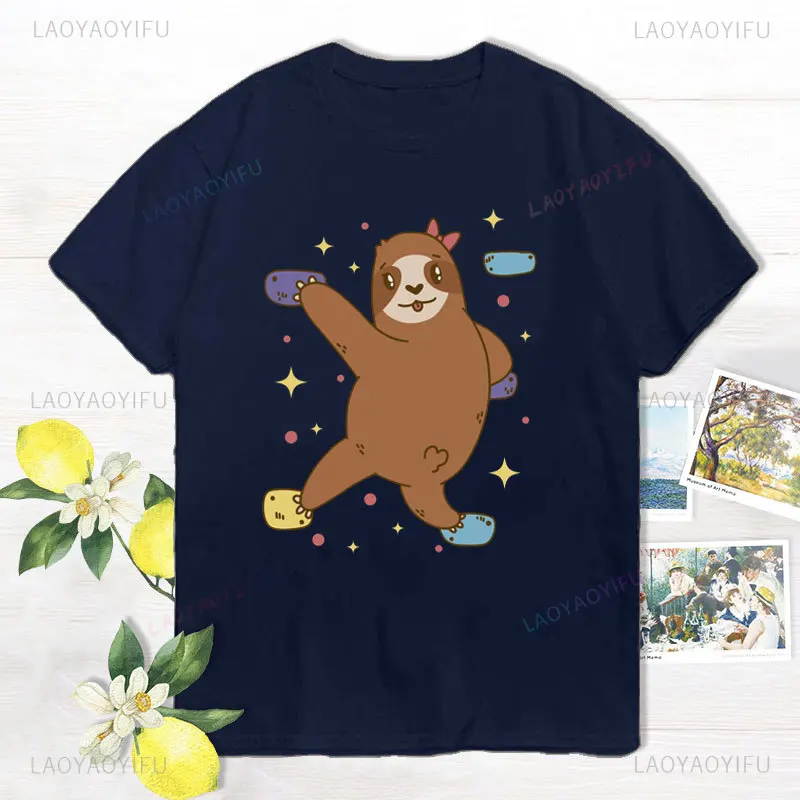 Rock Climbing bradipo Climber stampa T-shirt Fun bradipo arrampicata su roccia magliette in cotone sport all'aria aperta abbigliamento Casual T-shirt Unisex