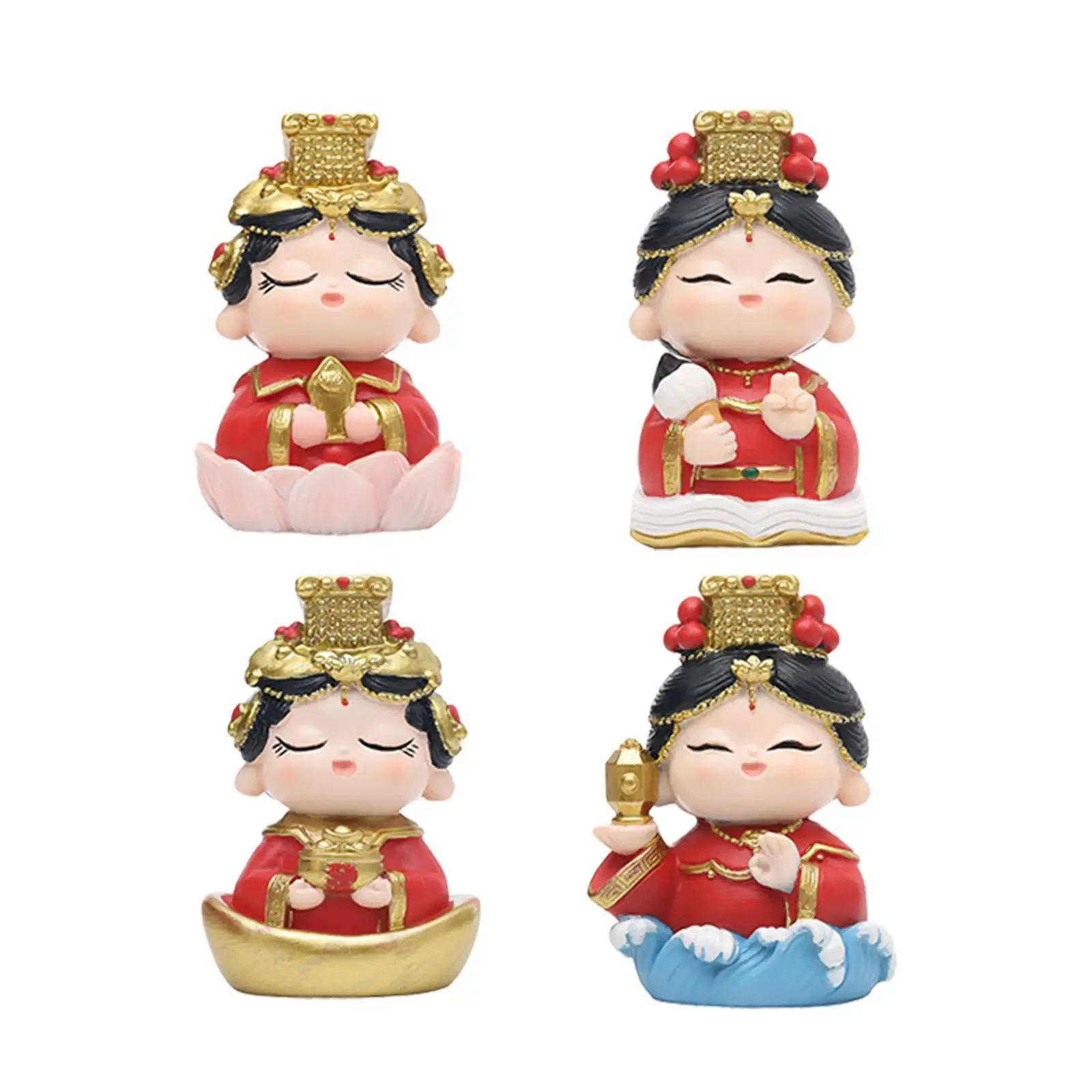 Mazu Mother Goddess Statue Resin Figurine Crafts Decoration Ornament Sculpture for Cabinet Housewarming Bookshelf Indoor Desk