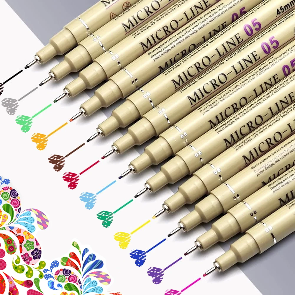 

12 Colors PRO Pigma Micron Pen Set Waterproof Finecolour Needles Liner Pens Drawing Lines Colour Pen Dessin tombow Art Supplies