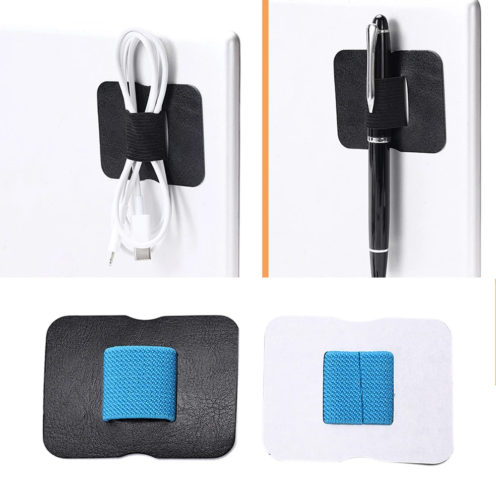 PU Pen Clip Self-adhesive Pencil Holder Creative Pen Clip Strap Elastic Pen Loop Convenient Rubber Band Pen Plug For Notebook