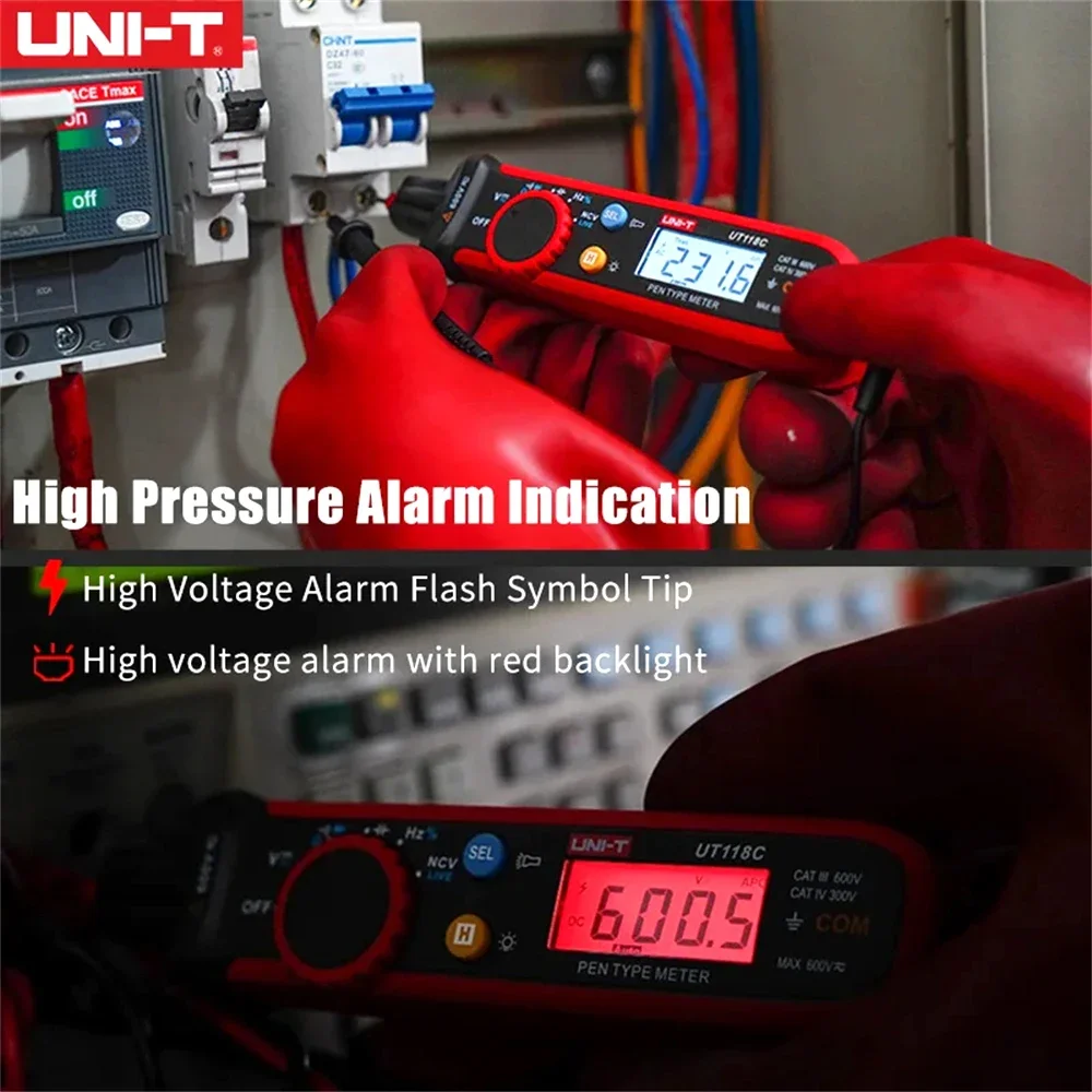 UNI-T Pen-Type Meter UT118C True RMS AC/DC 600V Mini Digital Multimeter Electrical Tool Resistance Capacitance Frequency Diode