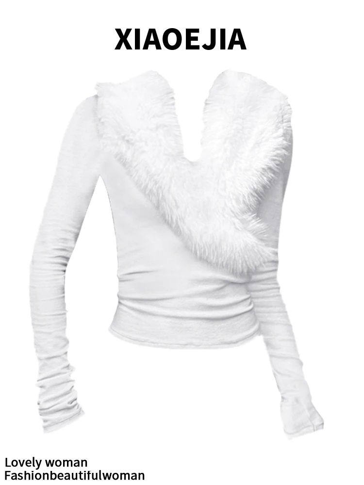 

Женская белая готическая футболка Harajuku Y2k, футболки, топ, винтажные эстетические асимметричные футболки с длинными рукавами, одежда больших размеров в стиле эмо 2000-х годов