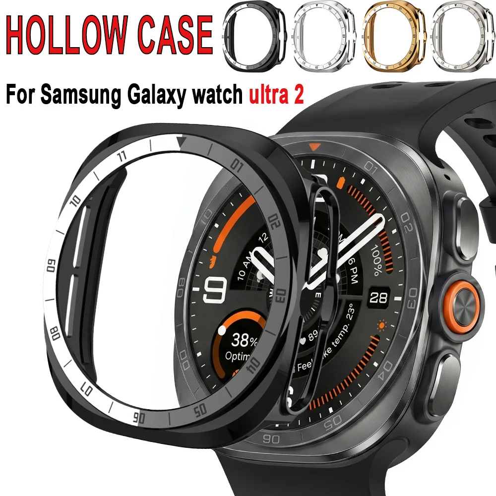 PC Case+Glass for Samsung Galaxy Watch Ultra 2 Tempered Glass Screen Protector Hollow Hard PC Case Galaxy Watch Ultra 2 Cover