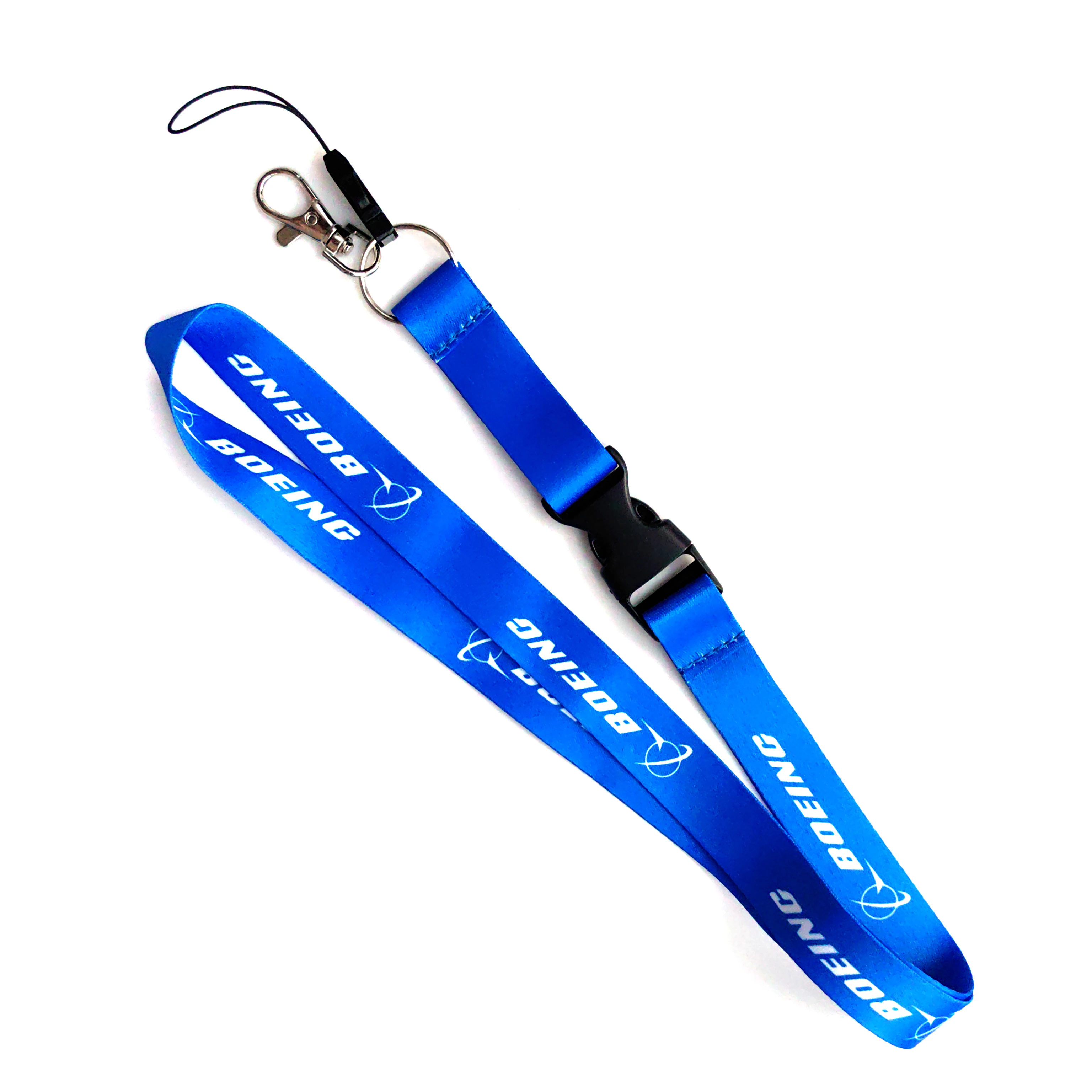 1PC Fashion Trinket Polyester Boeing Blue Lanyard Belt Buckle Lanyard Key Chain Suitable For ID Card Christmas Gift