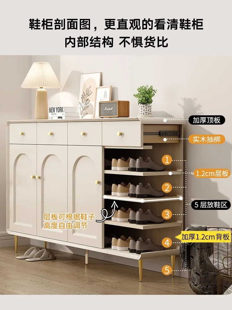 Home shoe cabinet, home entrance cream style, simple and modern integrated, wall facing entrance foyer cabinet