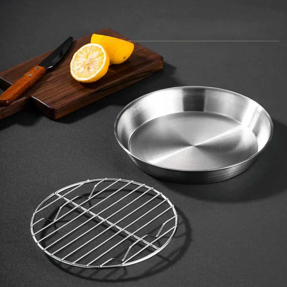 

304 Stainless Steel Air Fryer Baking Tray Elevated Mesh Non-stick Air Fry Basket Food-Grade Heat-resistant Circular Drain Pan