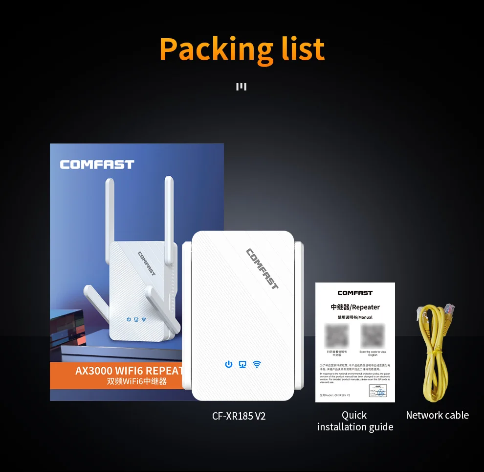 COMFAST 3000 Mbit/s WiFi6 Repeater Wireless Dual Band 2,4 G/5,8 G WiFi Verstärker Signal 4 Antenne Long Range Signal Booster Für Zuhause – Detail 14