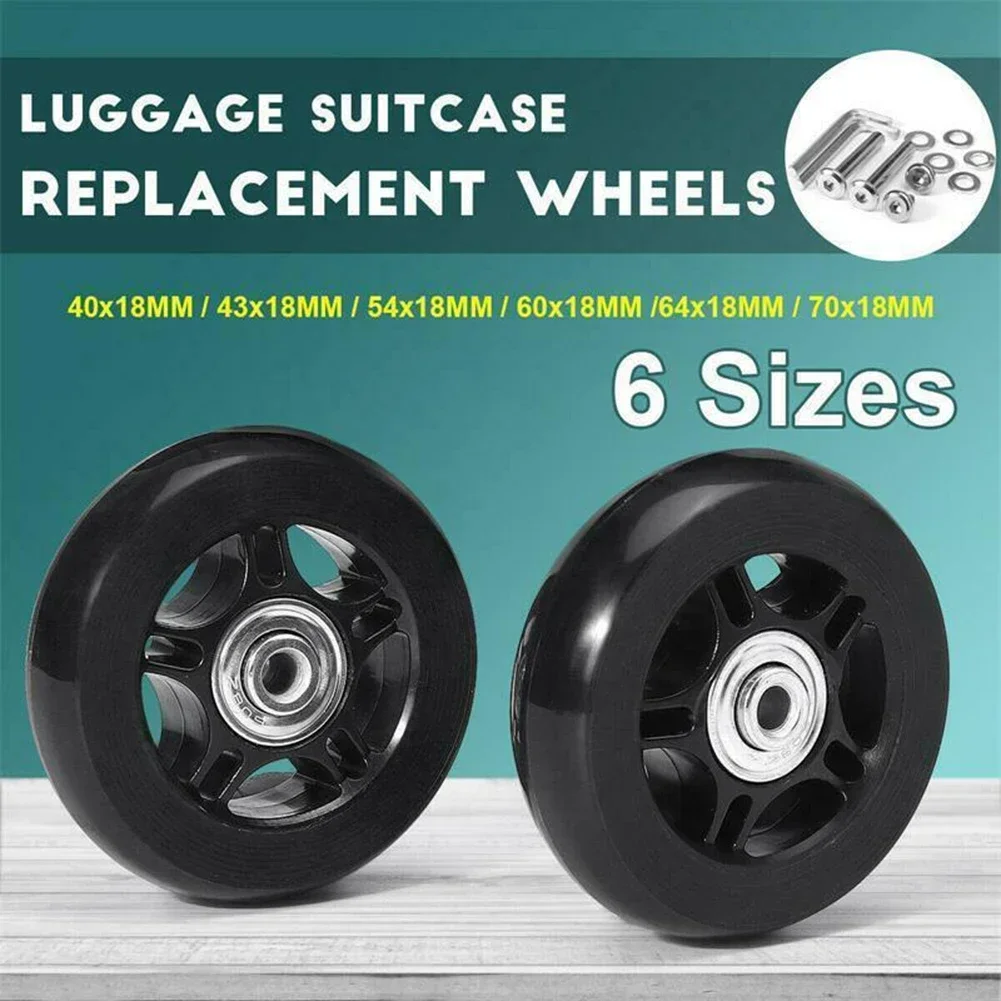 Luggage Wheels Repalcement Trolley Case Pulley Wheel 40-70mm Black Luggage Suitcase Replacement Wheels Repair Kit With Screw