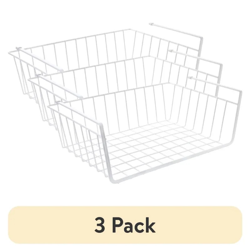 

(3 pack) Wire Under Cabinet Baskets, White, 2 Count