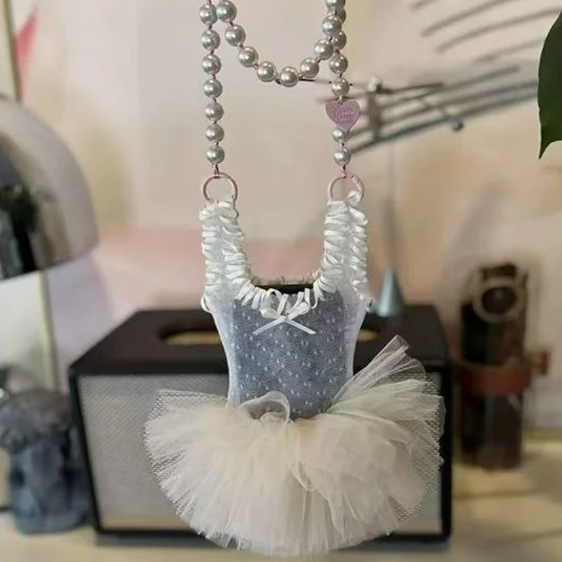 Sweet Kawaii 미니 핸드폰 가방 패션 패치 워크 레이스 거즈 체인 어깨 크로스 바디 백 세련된 지갑과 핸드백을 통해 볼 수 있습니다.