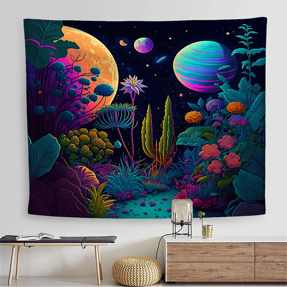 Tapeçaria de parede de paisagem criativa para quarto, dormitório, fundo de cabeceira tecido de parede papel de parede mural, tapeçaria de tecido