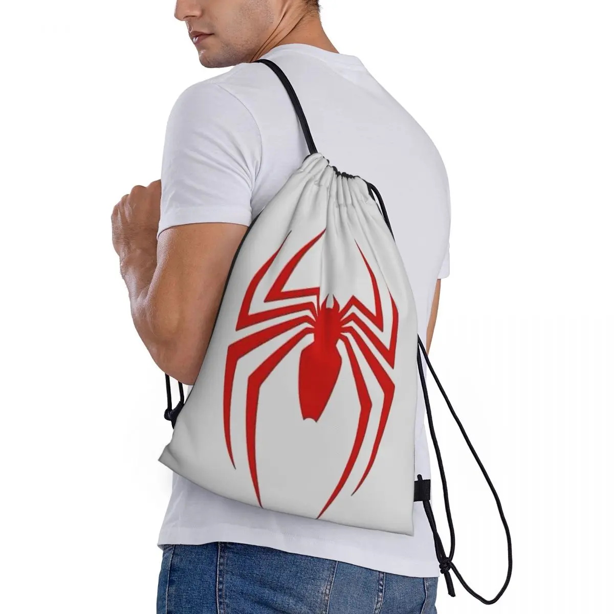 Custom Spider Man Cartoon Superhero Drawstring Bags Women Men Lightweight Sports Gym Storage Backpack