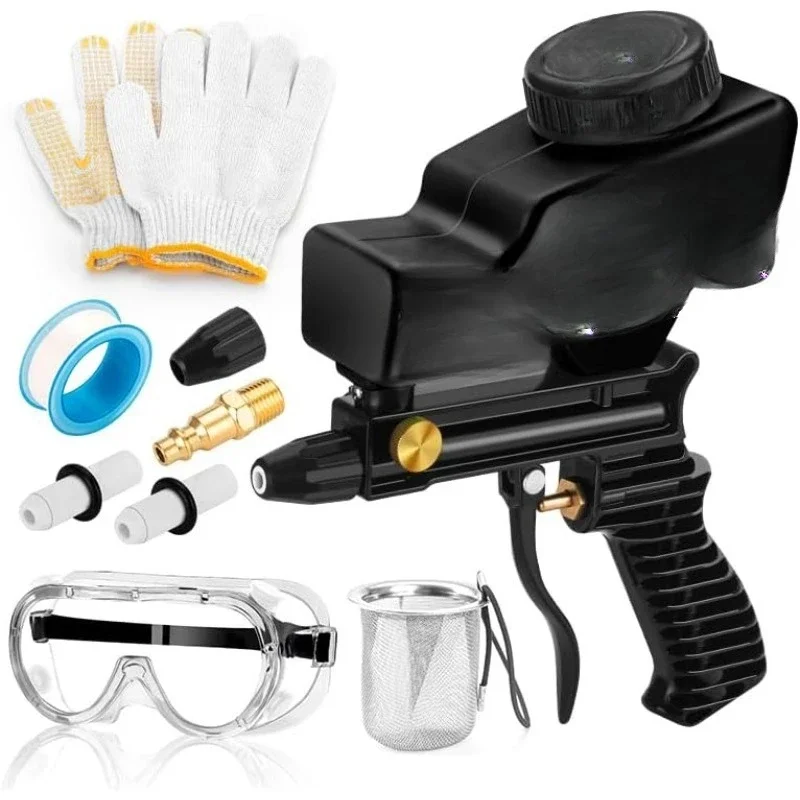 

Air Sand Blaster Gun with Gravity Feed - Ceramic Nozzle, Metal Body | for Paint, Rust Removal, and Glass Etching