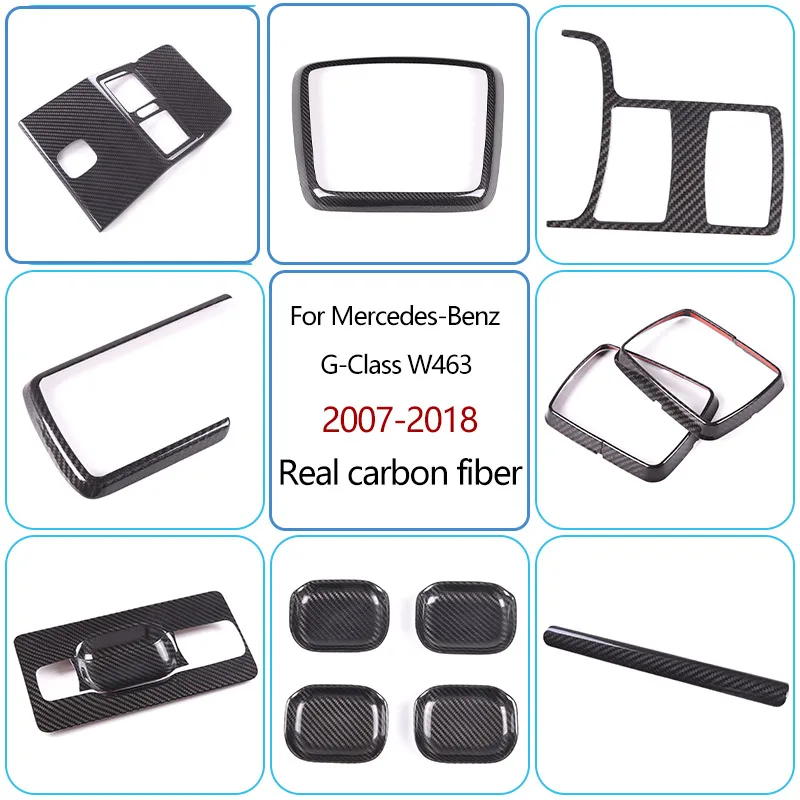 

For Mercedes-Benz G-Class W463 2007-2018 Real Carbon Fiber Car Central Control CD Panel Door Handle Cover Decorative Accessories