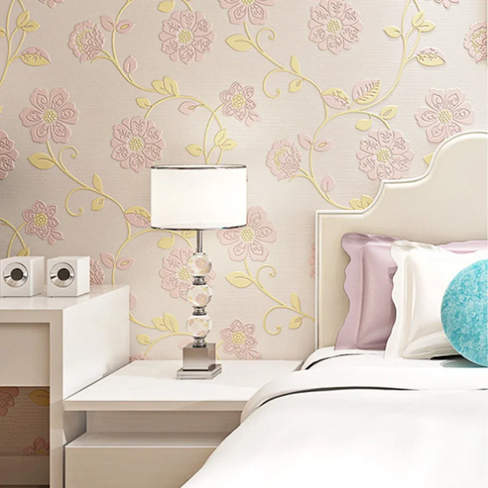 Non Woven Rural Flower Pattern Wall Paper Room Decoration Home Decoration 3D Wallpaper