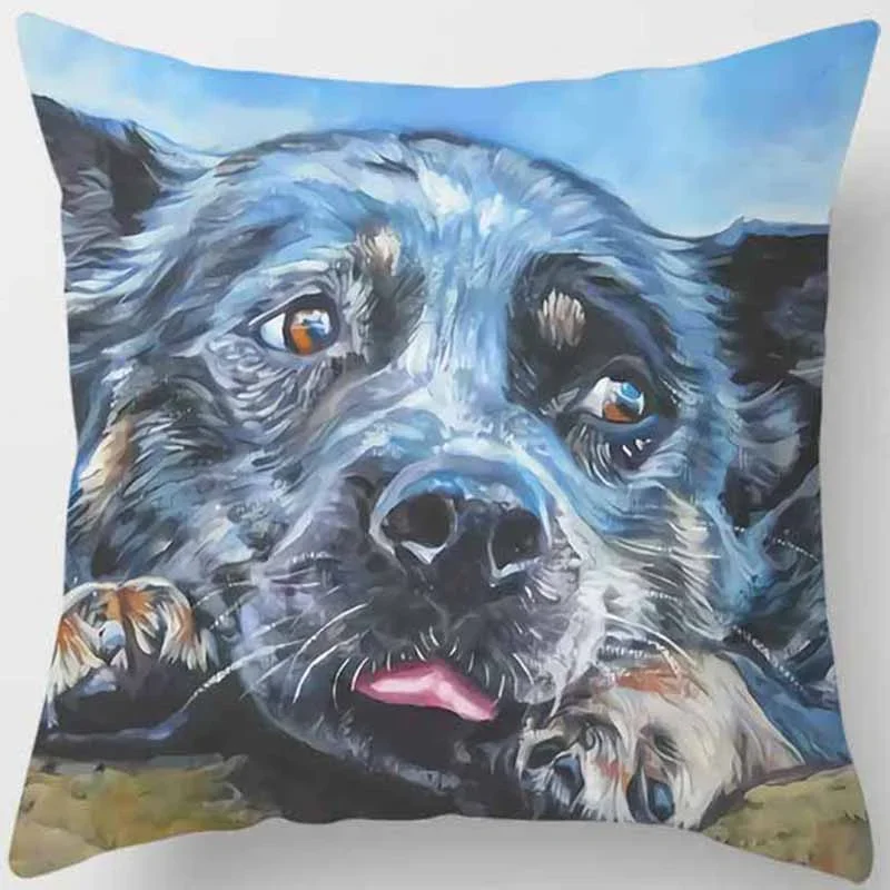 Various Cute Dog Pattern Printed Square Pillow Covers For Home Decor Car Sofa Cushion