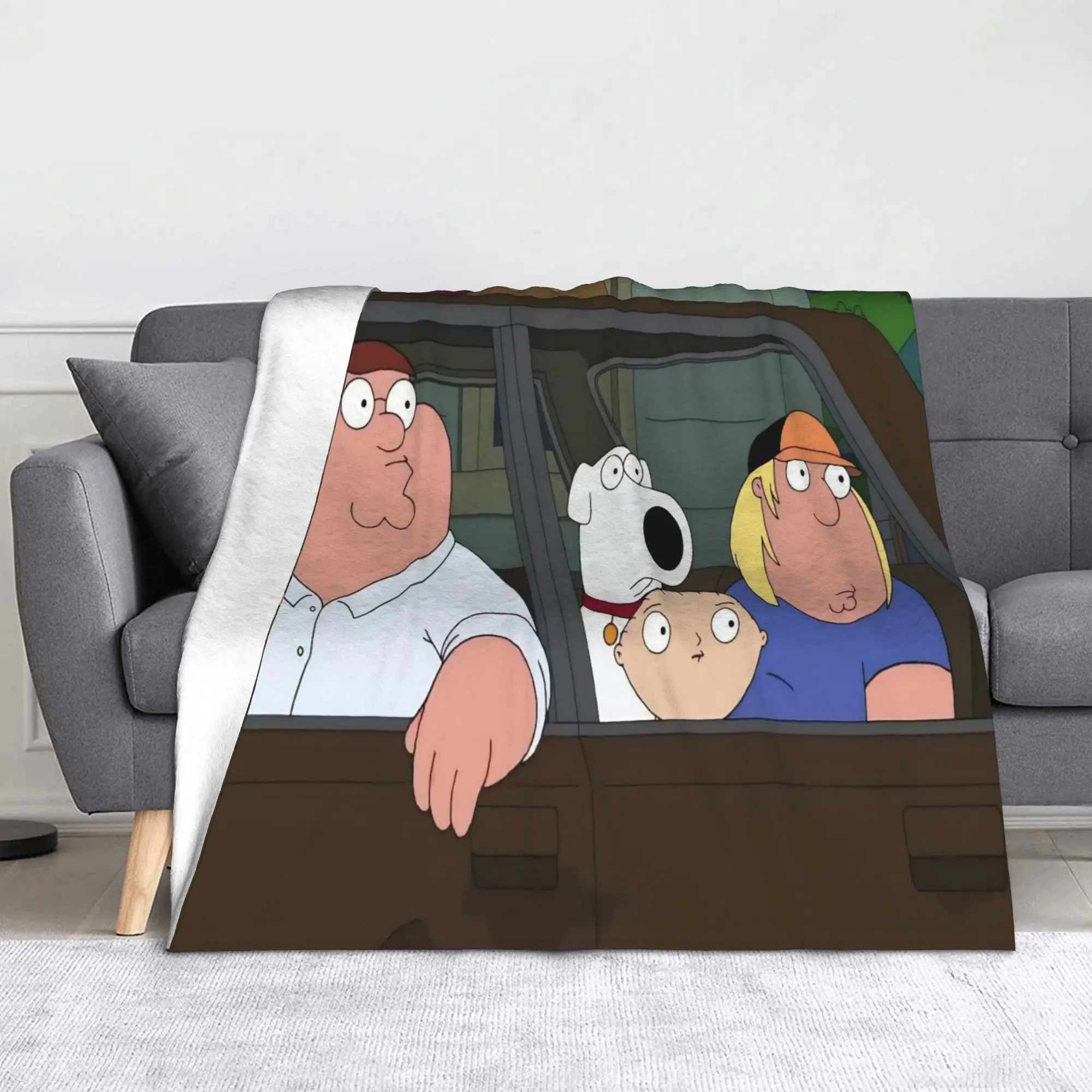 Familys Guys Anime Fleece Throw Blanket Peter Blankets for Home Car Lightweight Bed Rug