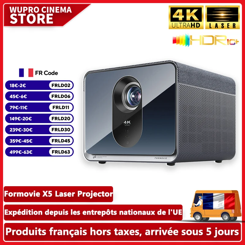 Formovie X5 projecteur 4K 4500ansi lumens Home laser cinéma hdr10 + wifi6 3840 * 2160p natif lumineux alpd MEMC