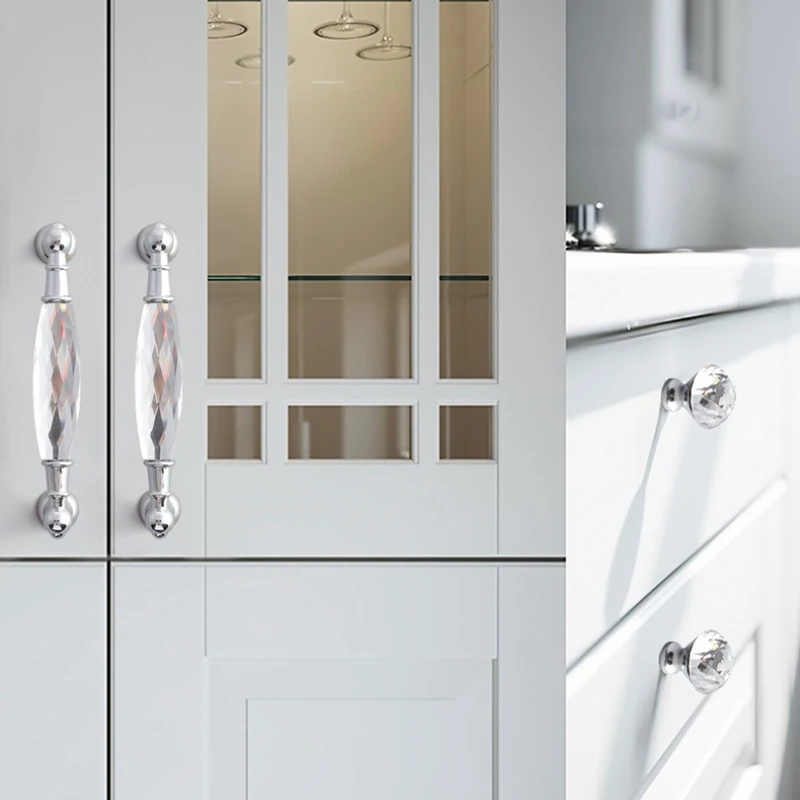 Moderne Küchenaccessoires Möbelbeschläge Chrom-Schrankgriffe Schubladenknöpfe mit Einzelloch Luxus-Kleiderschrank- und Kommodengriffe – Detail 3