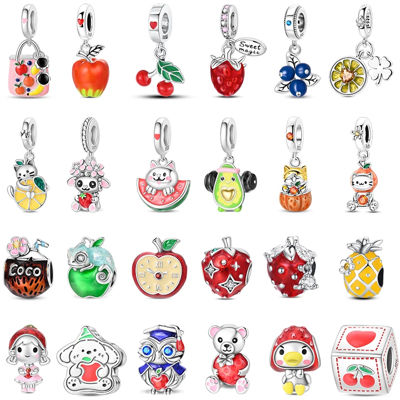 925 925 Sterling Silver I Love Eat Fruits Apples Strawberries Cherries Charms Beads For Women Fit Original Bracelet DIY Jewelry Gift - Aliexpress Deal