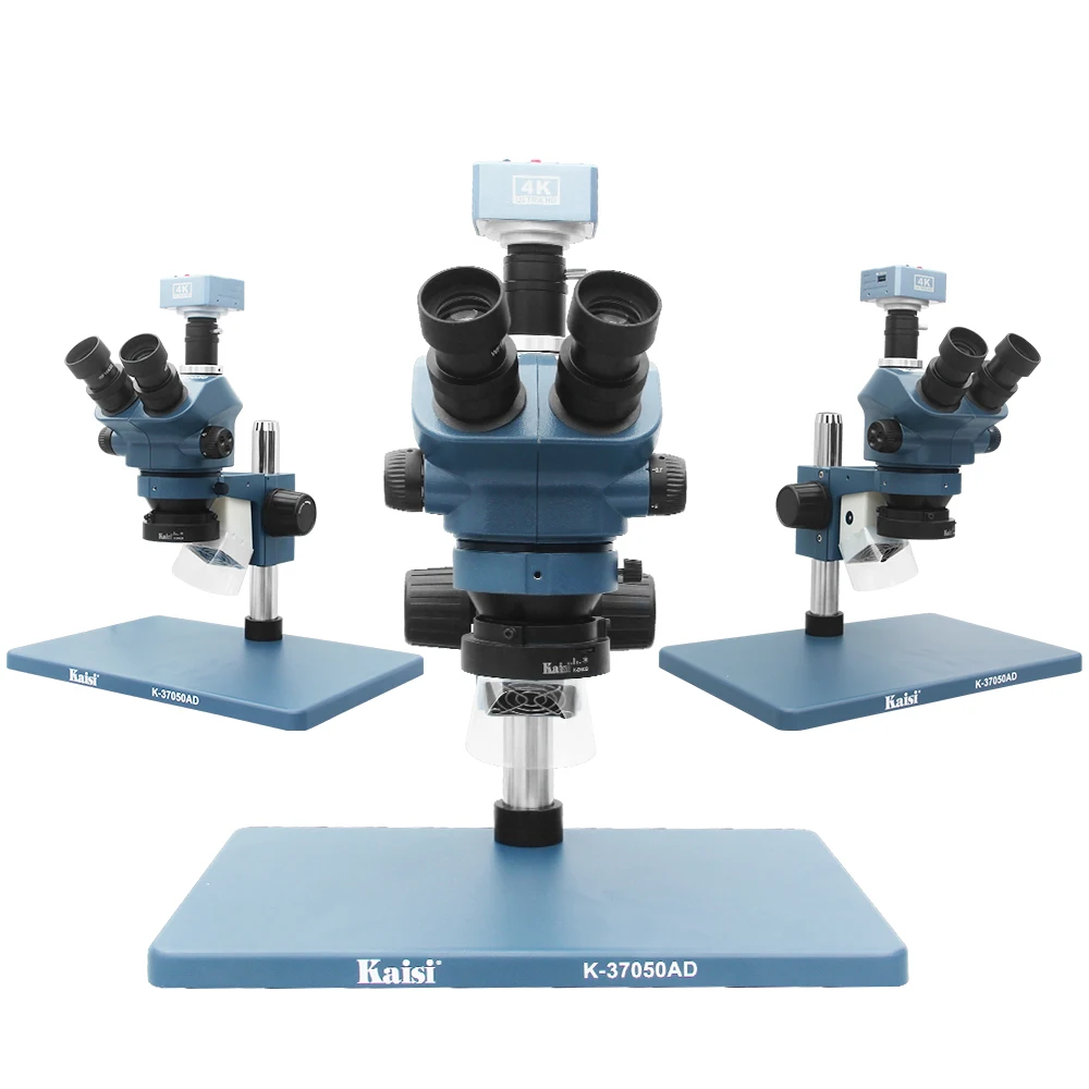 7X-50X Simul-Focal Stereo Trinocular Zoom Microscope 4K 38MP Microscope Camera CTV with 0.5x 2.0x 0.7x Auxilliary Objective Lens